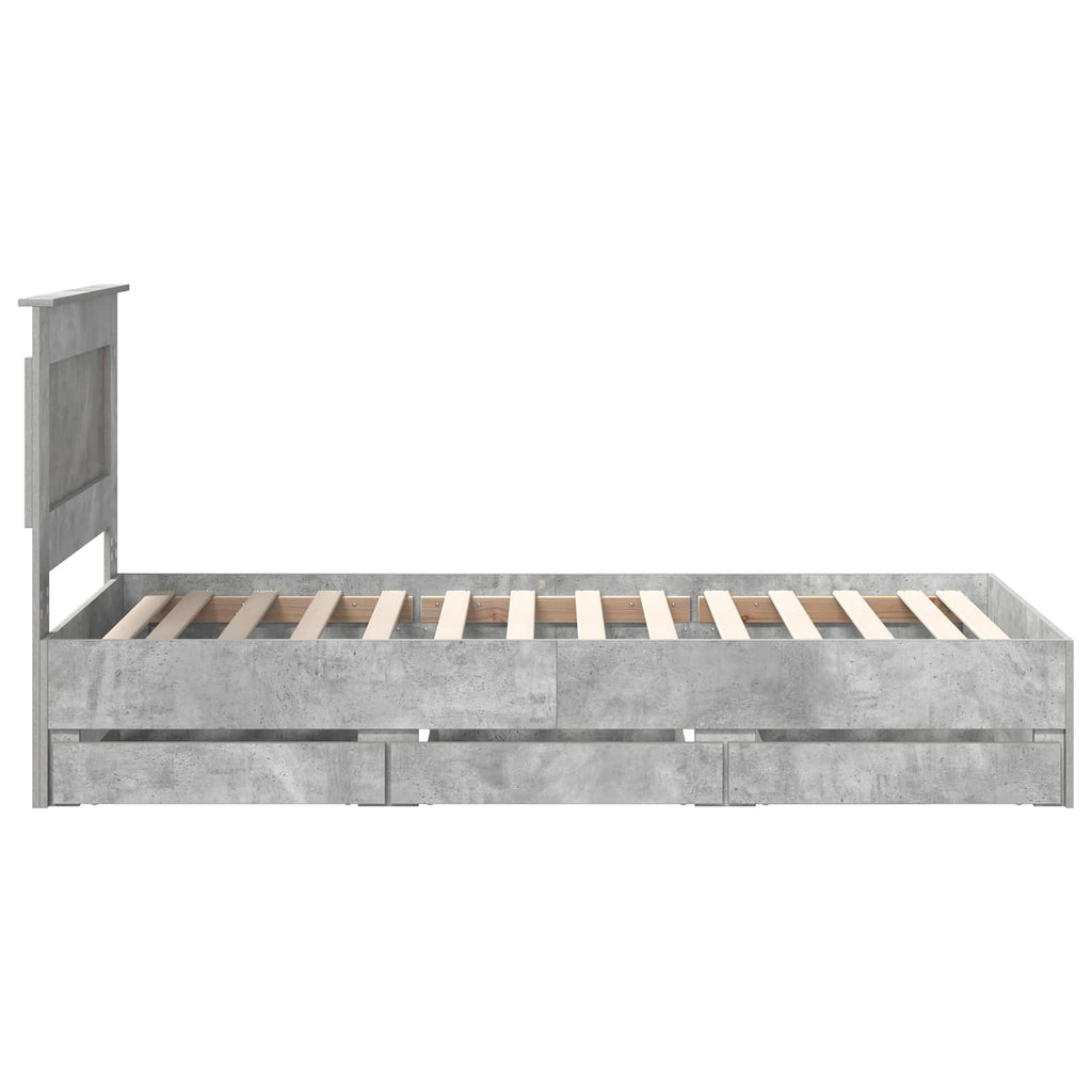 vidaXL Ramka łóżka Betonowy szary 75 x 190 cm Drewno inżynieryjne