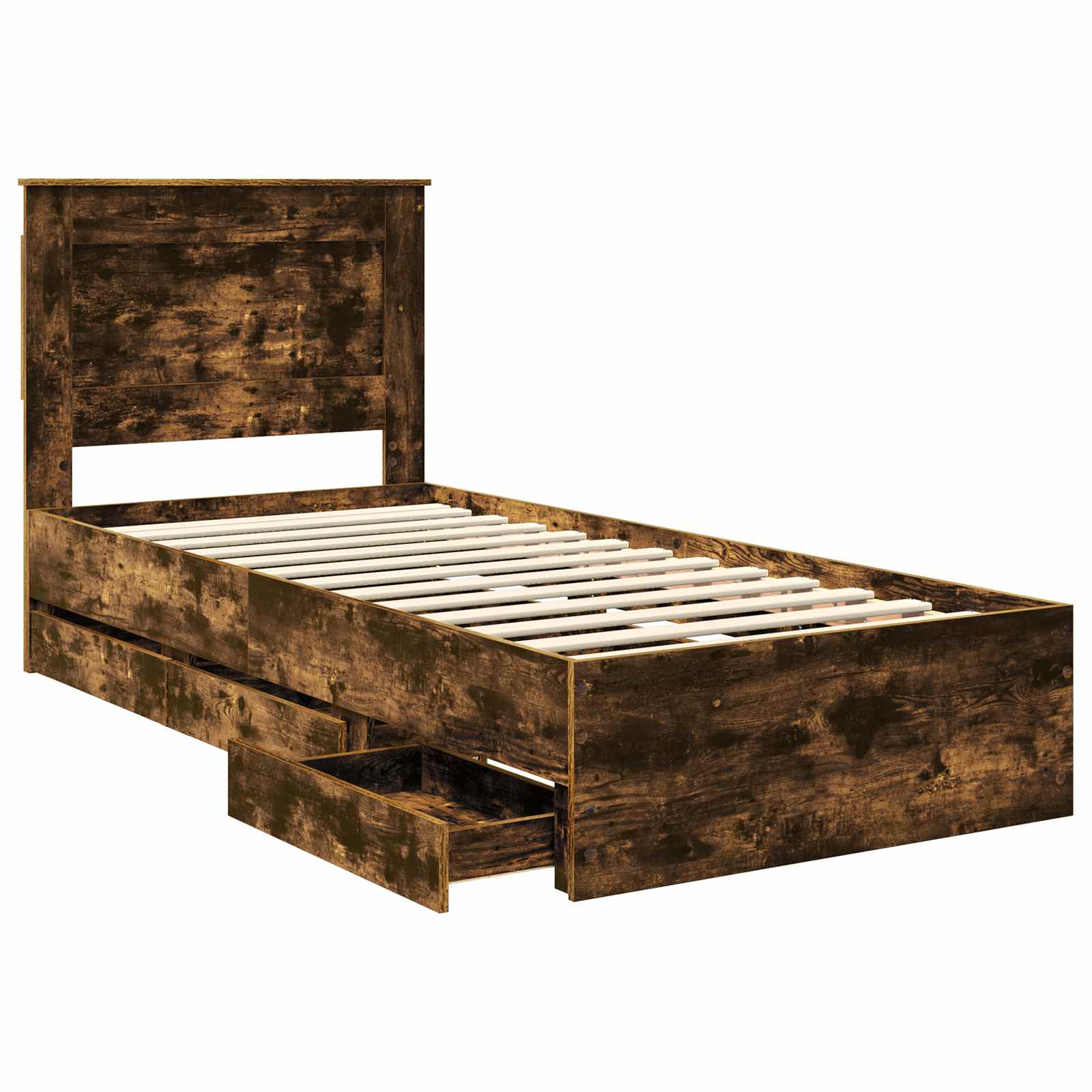 vidaXL Ramka łóżka Dąb wędzony 75 x 190 cm Drewno inżynieryjne