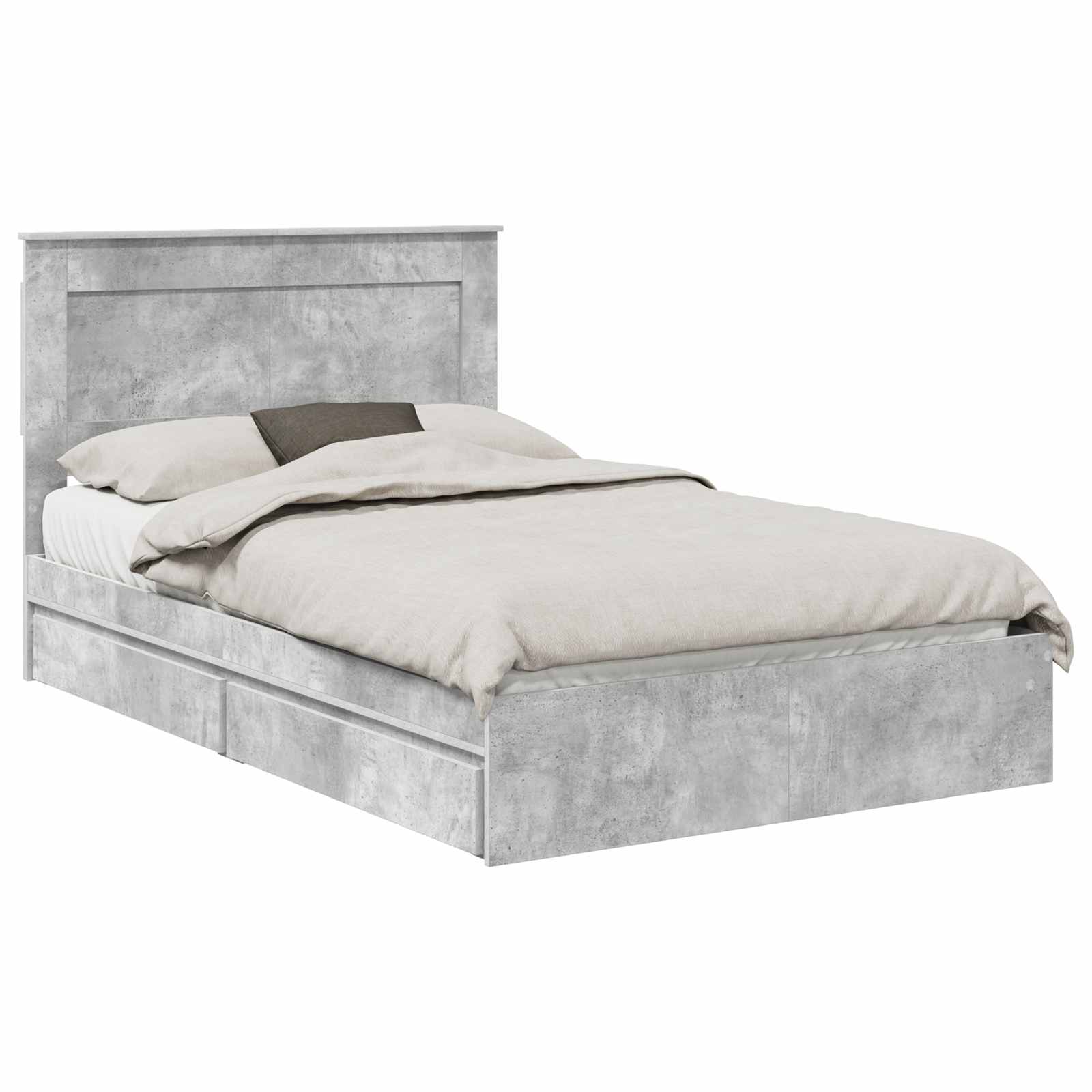 vidaXL Łóżko z miejscem do przechowywania Betonowy szary 135 x 190 cm