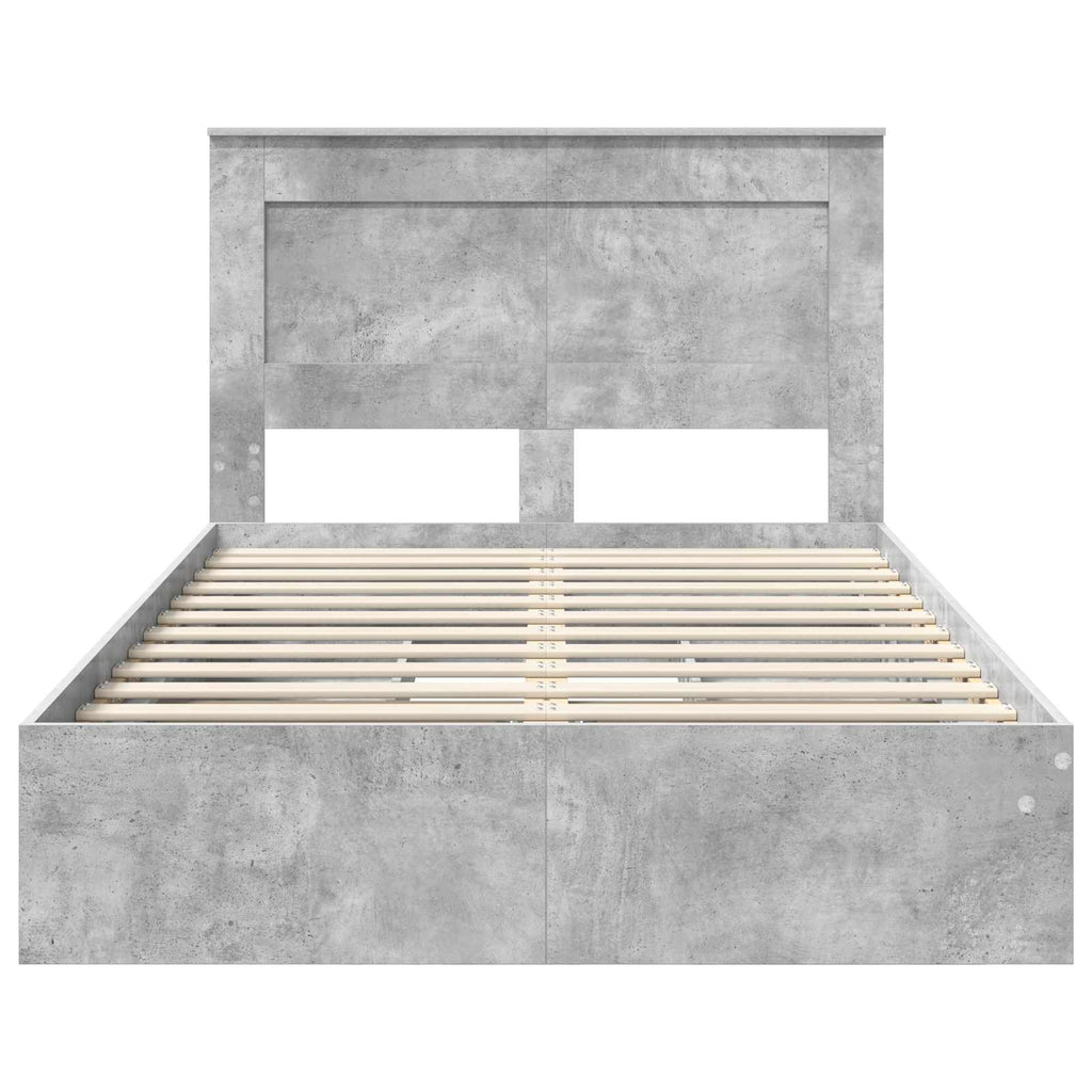 vidaXL Łóżko z miejscem do przechowywania Betonowy szary 135 x 190 cm