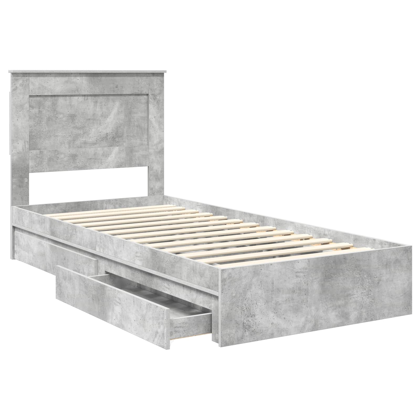 vidaXL Łóżko z miejscem do przechowywania Betonowy szary 75 x 190 cm