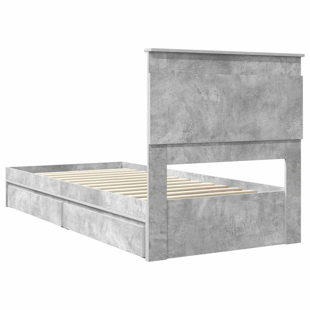 vidaXL Łóżko z miejscem do przechowywania Betonowy szary 75 x 190 cm