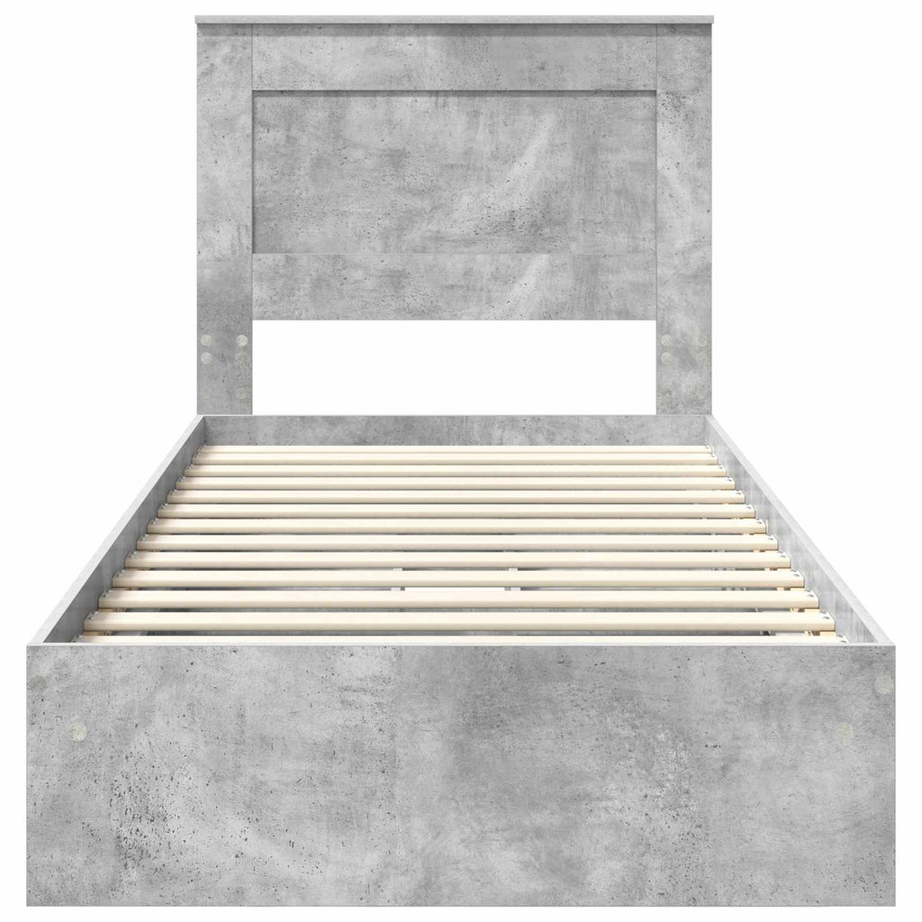 vidaXL Łóżko z miejscem do przechowywania Betonowy szary 75 x 190 cm
