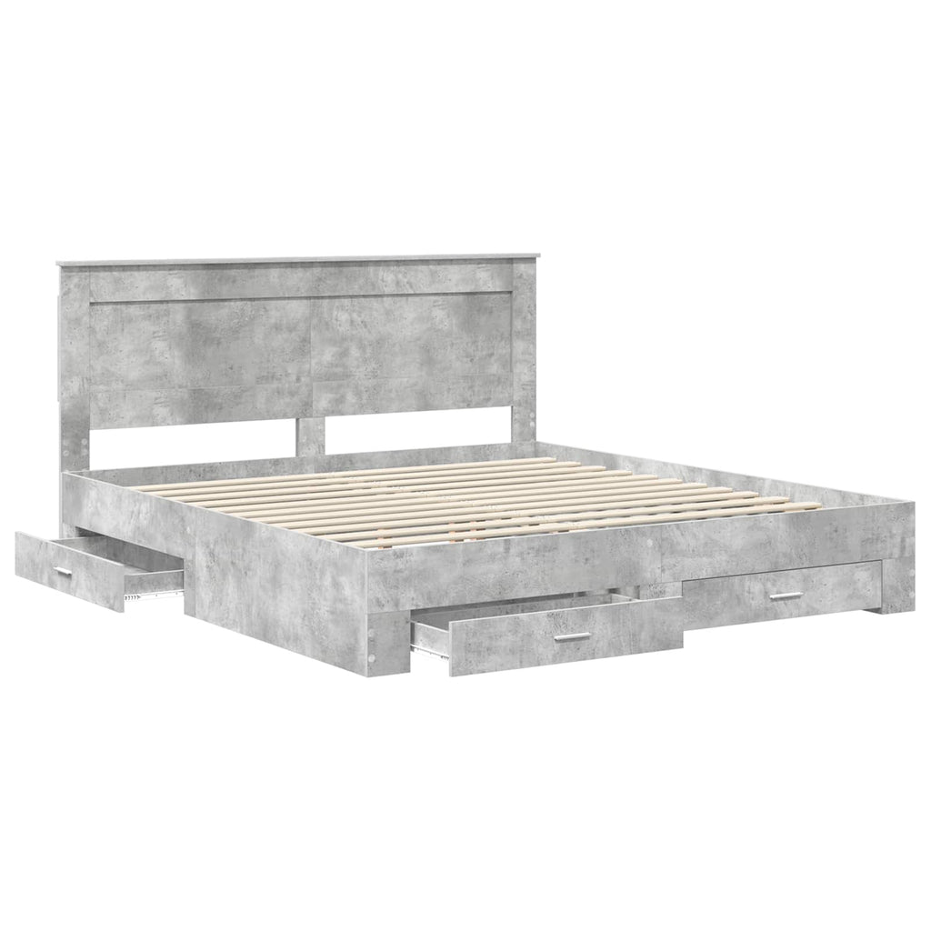 vidaXL Ramka łóżka Betonowy szary 180 x 200 cm Materiał drewnopochodny