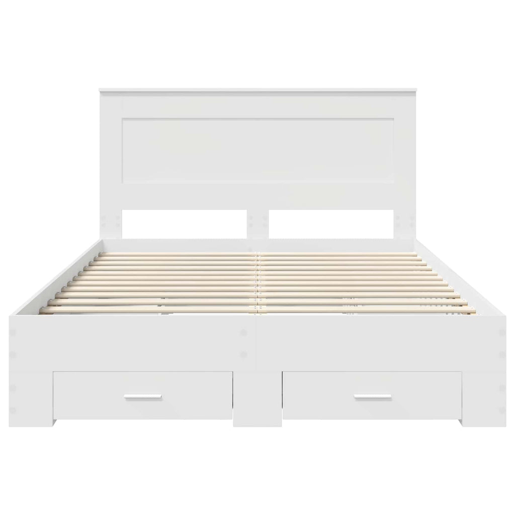 vidaXL Ramka łóżka z szufladą Biały 140 x 190 cm Drewno inżynieryjne