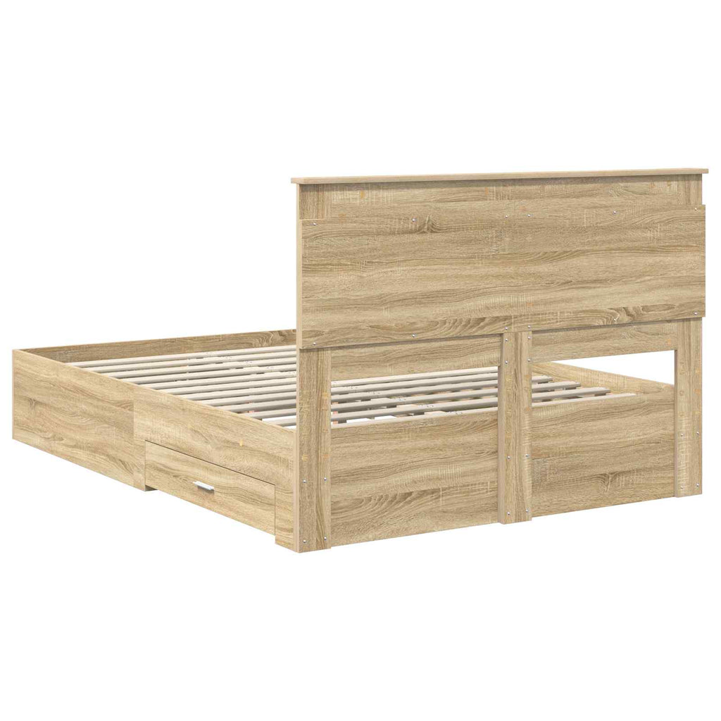 vidaXL Ramka łóżka Dąb Sonoma 140 x 190 cm Drewno inżynieryjne