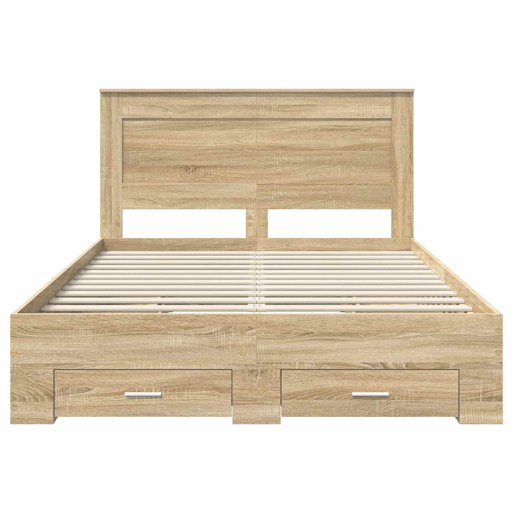 vidaXL Ramka łóżka Dąb Sonoma 140 x 190 cm Drewno inżynieryjne