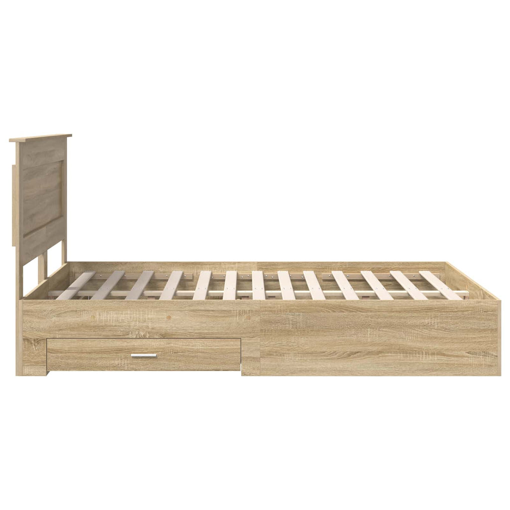 vidaXL Ramka łóżka Dąb Sonoma 140 x 190 cm Drewno inżynieryjne