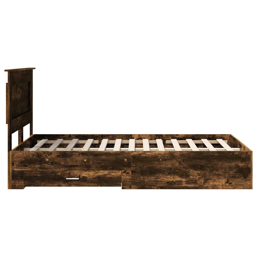 vidaXL Ramka łóżka Dąb wędzony 135 x 190 cm Materiał drewnopochodny