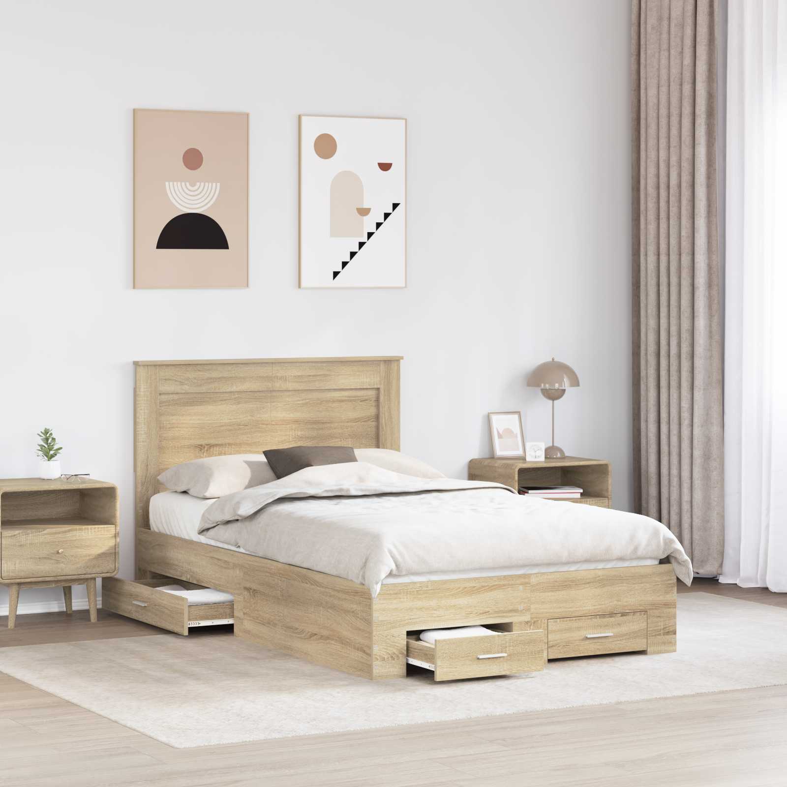 vidaXL Ramka łóżka Dąb Sonoma 120 x 200 cm Materiał drewnopochodny