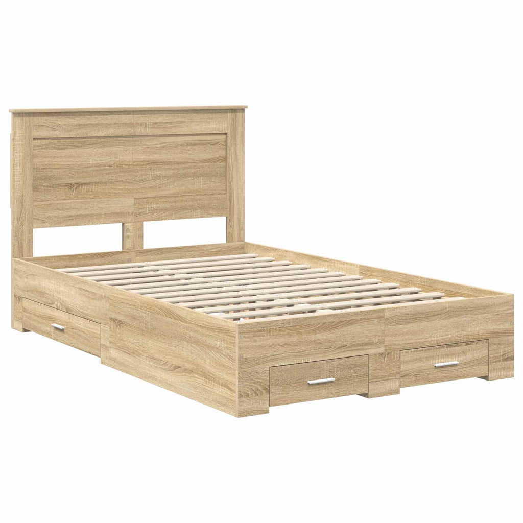 vidaXL Ramka łóżka Dąb Sonoma 120 x 200 cm Materiał drewnopochodny