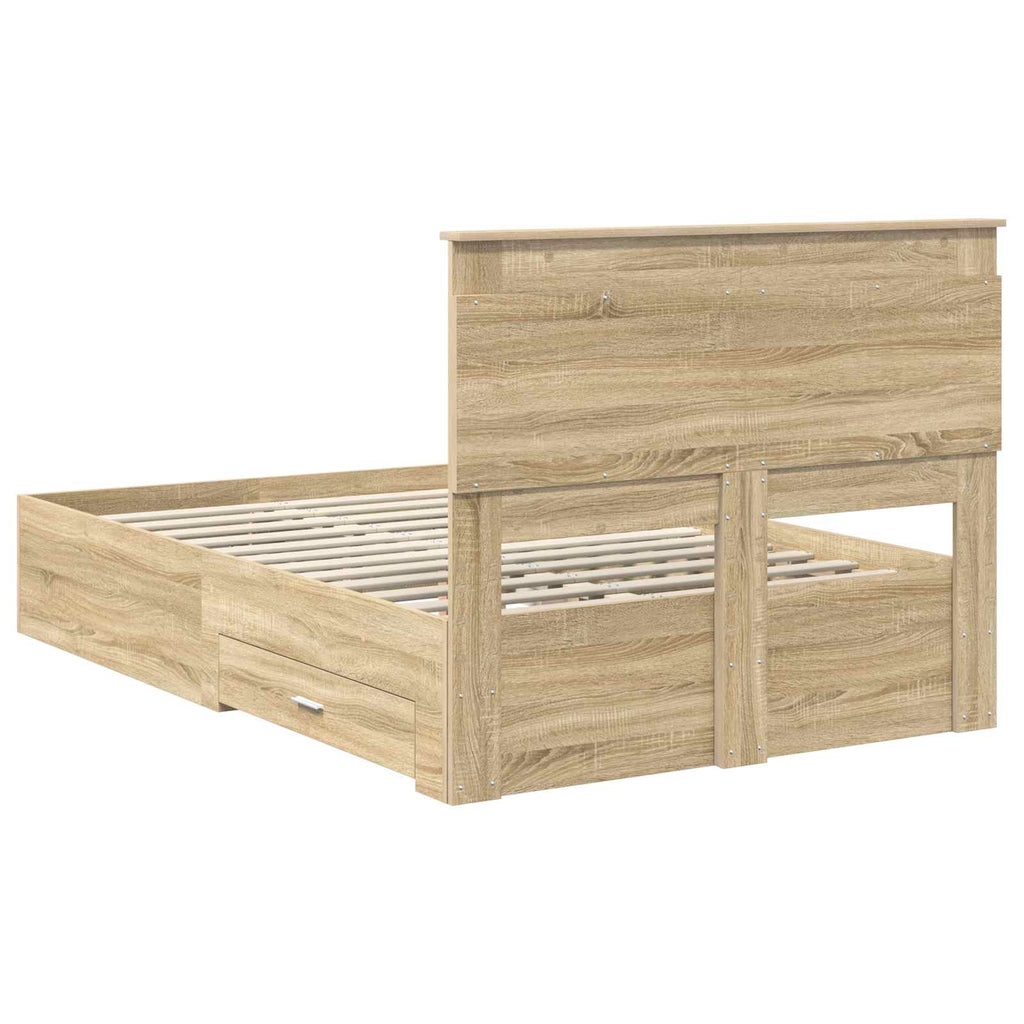 vidaXL Ramka łóżka Dąb Sonoma 120 x 200 cm Materiał drewnopochodny