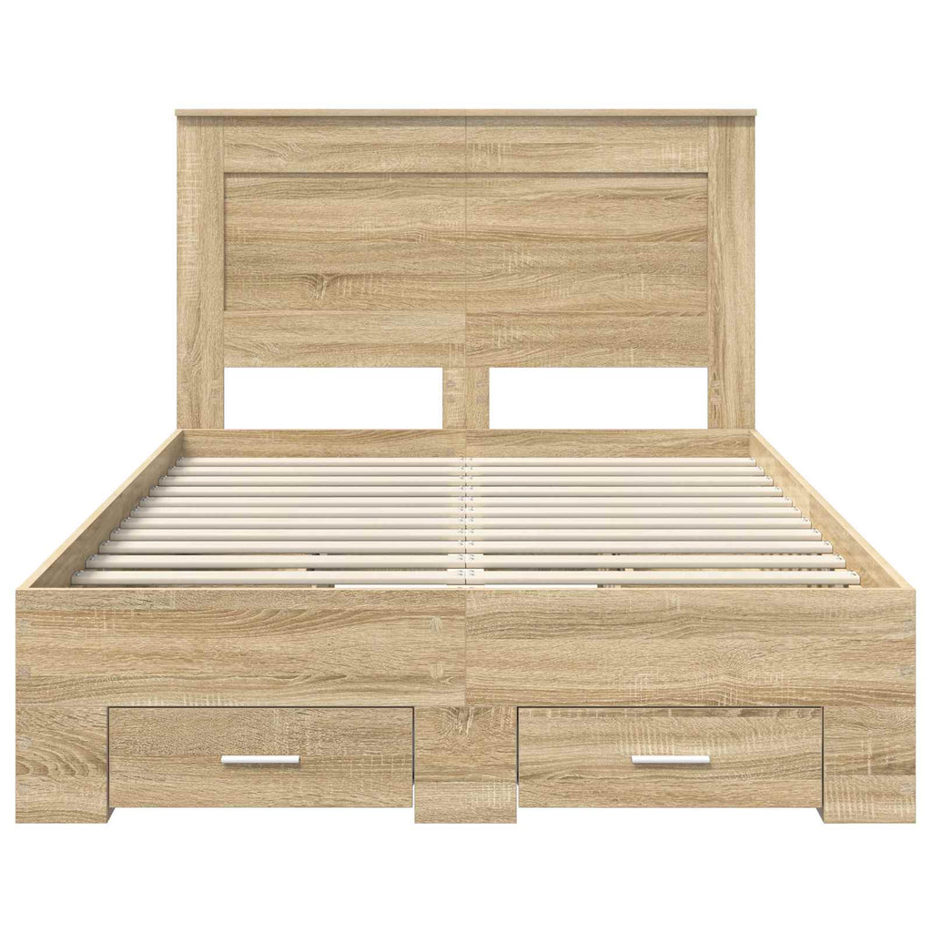 vidaXL Ramka łóżka Dąb Sonoma 120 x 200 cm Materiał drewnopochodny