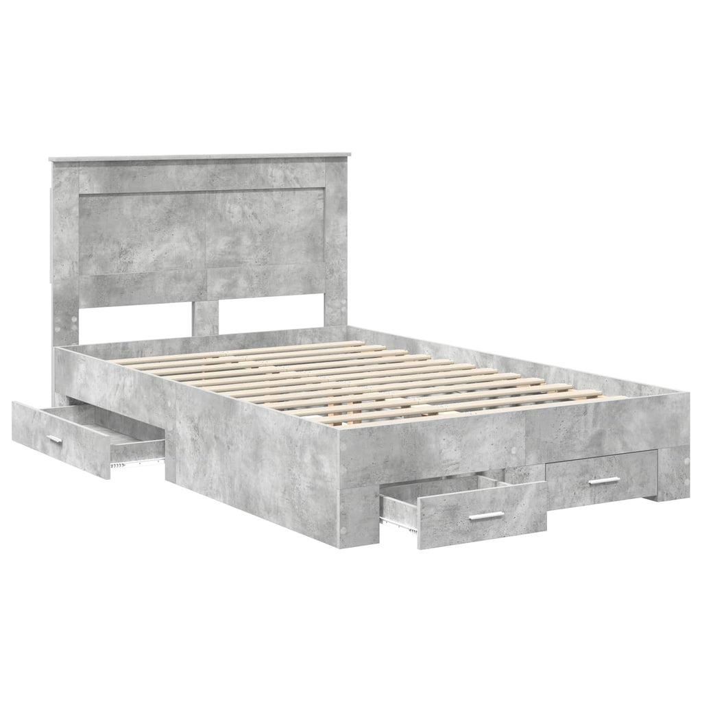vidaXL Ramka łóżka Betonowy szary 120 x 200 cm Materiał drewnopochodny