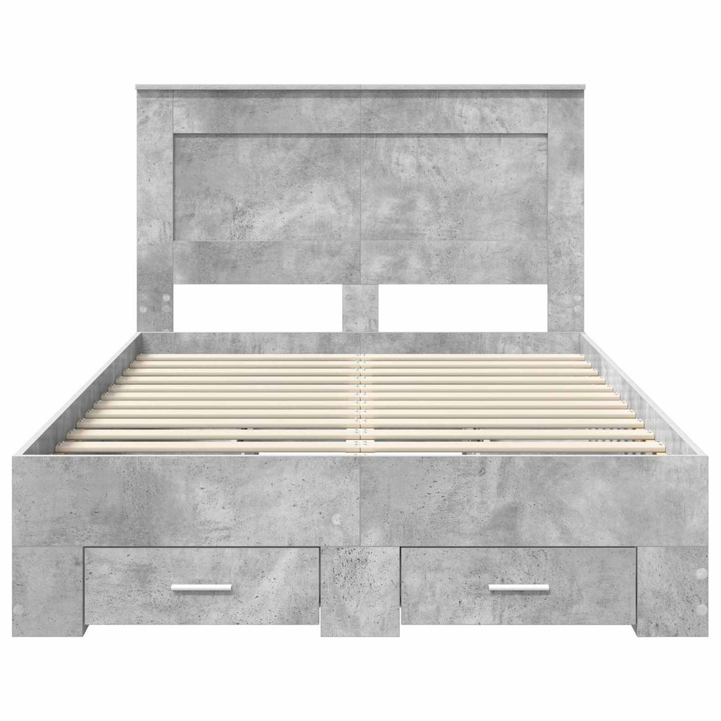 vidaXL Ramka łóżka Betonowy szary 120 x 200 cm Materiał drewnopochodny