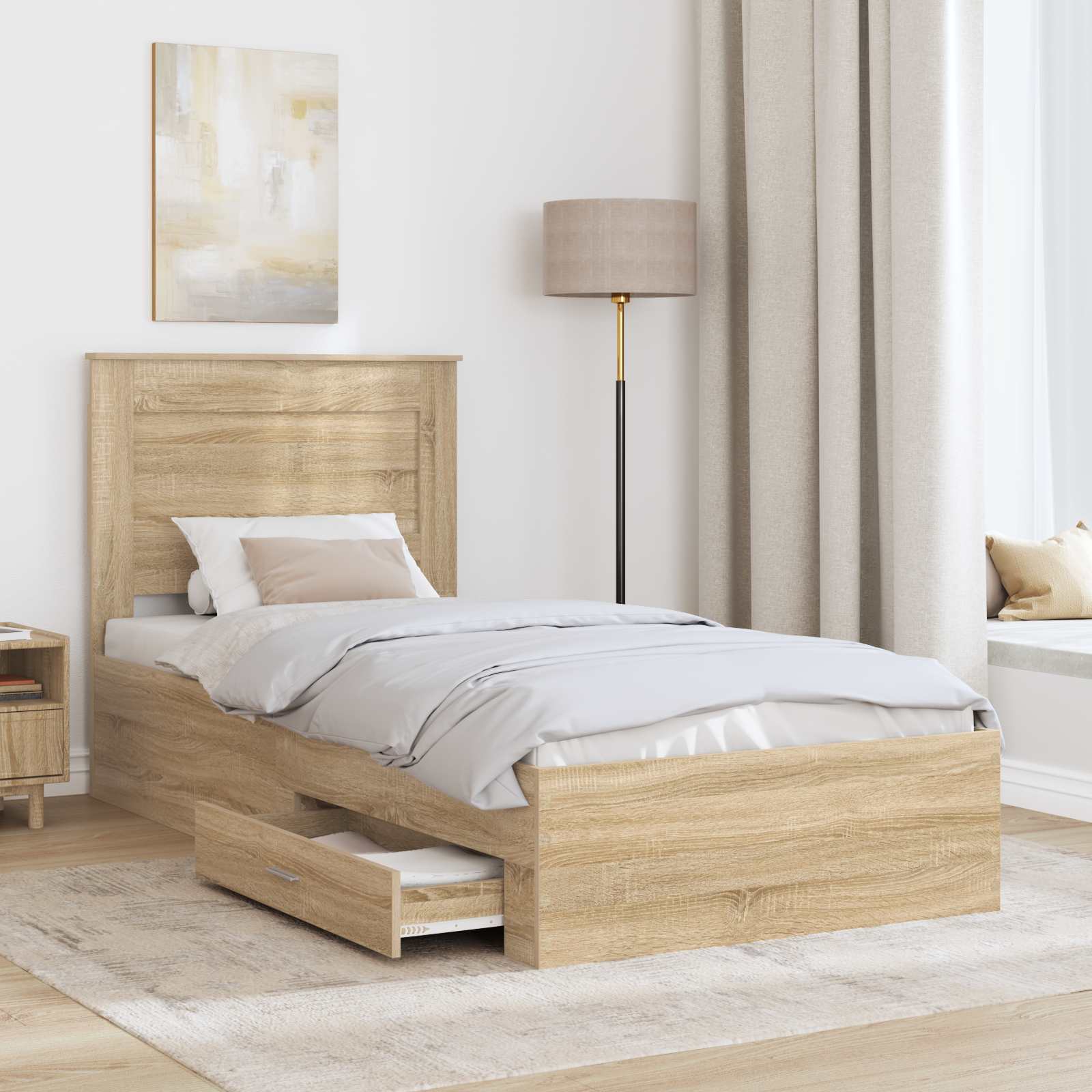 vidaXL Ramka łóżka Dąb Sonoma 100 x 200 cm Materiał drewnopochodny