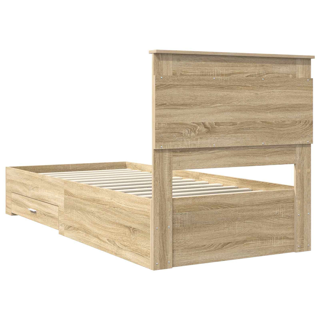 vidaXL Ramka łóżka Dąb Sonoma 100 x 200 cm Materiał drewnopochodny