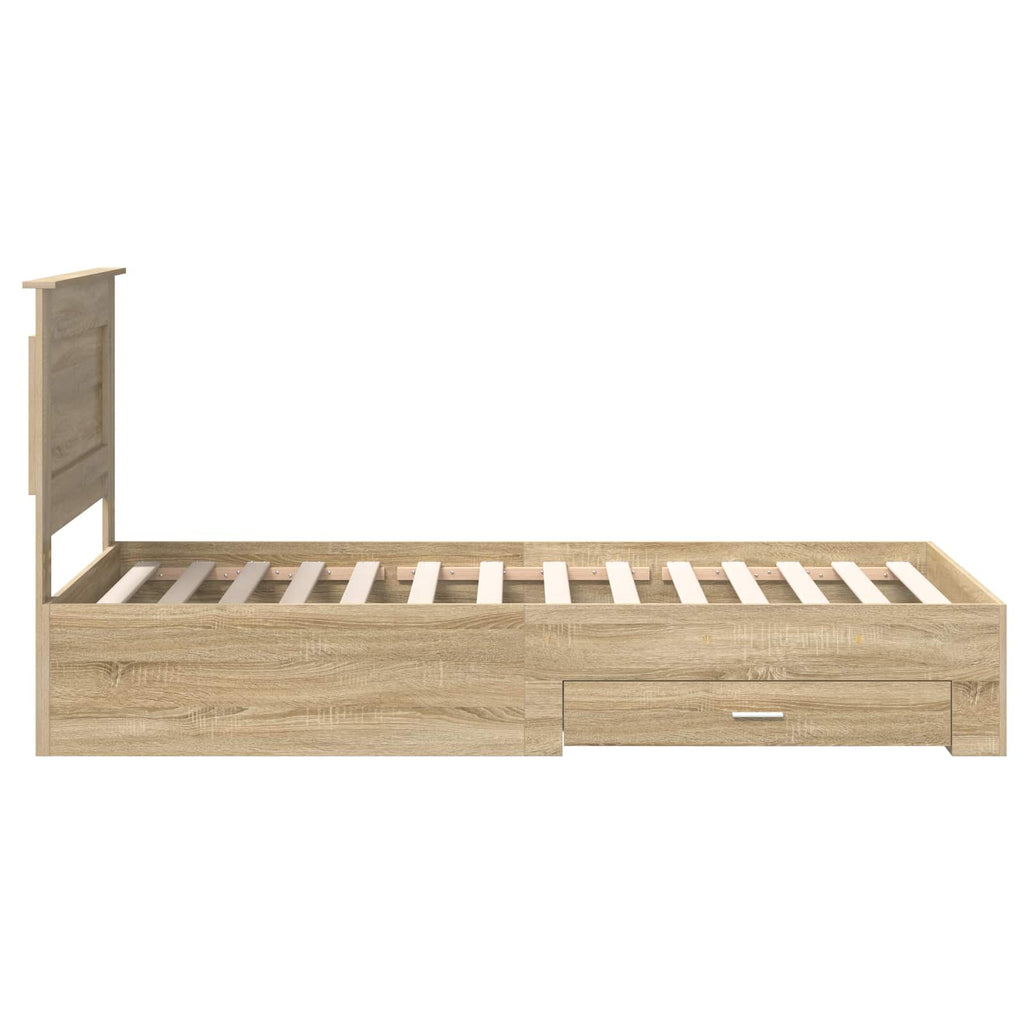 vidaXL Ramka łóżka Dąb Sonoma 100 x 200 cm Materiał drewnopochodny