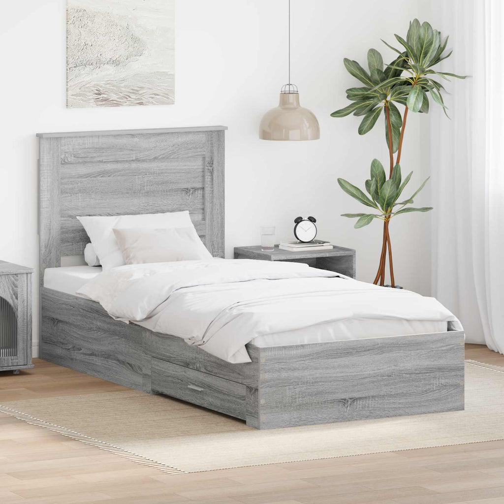 vidaXL Ramka łóżka z szufladą Z zagłówkiem Materiał drewnopochodny