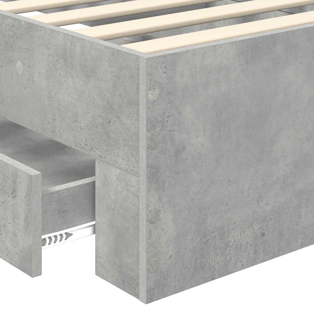 vidaXL Ramka łóżka z szufladą Betonowy szary i srebro 75 x 190 cm