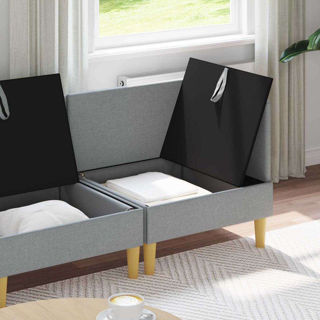 vidaXL Modularny Zestaw Sofy z Przechowalnią 3 pcs jasnoszary tkanina