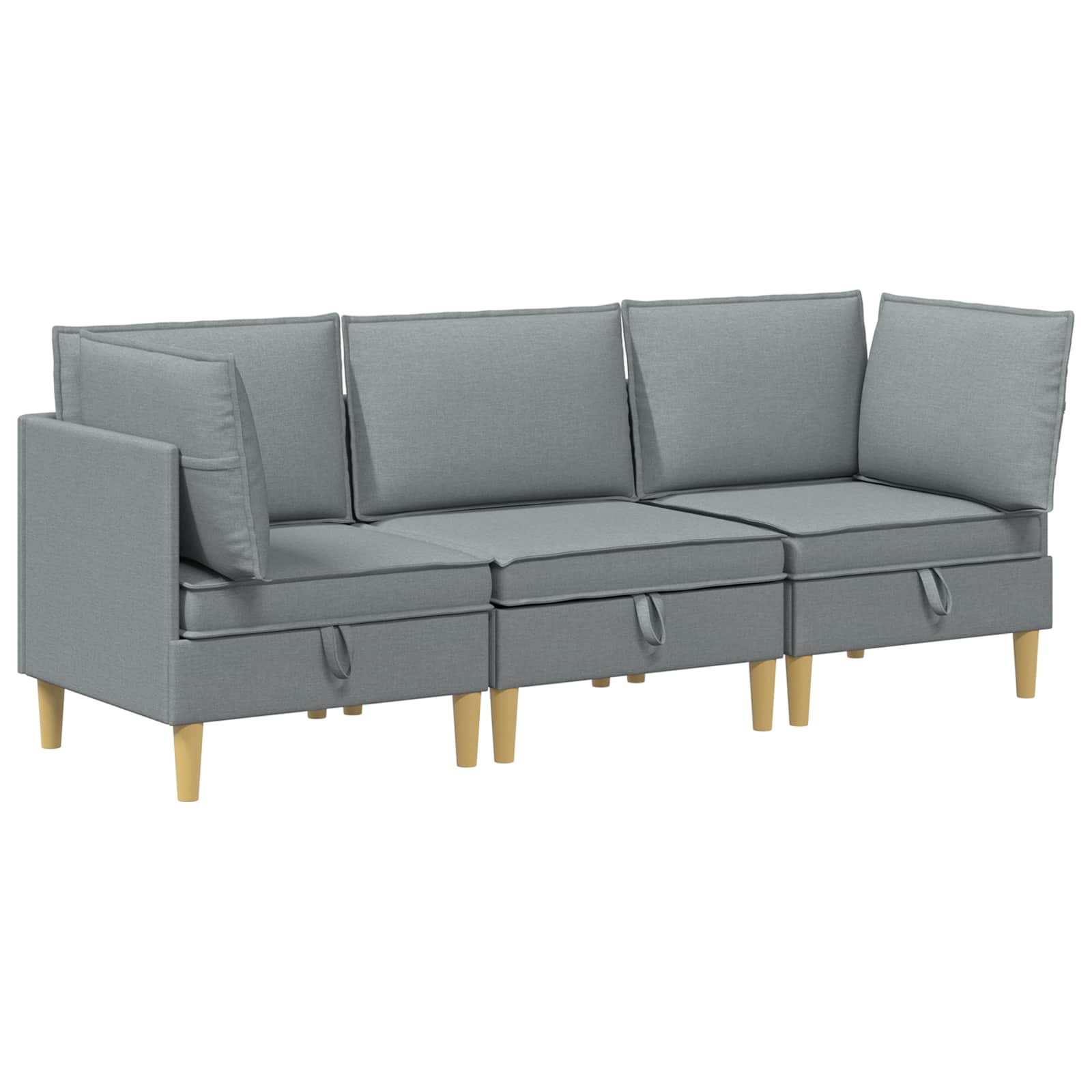 vidaXL Modularny Zestaw Sofy z Przechowalnią 3 pcs jasnoszary tkanina