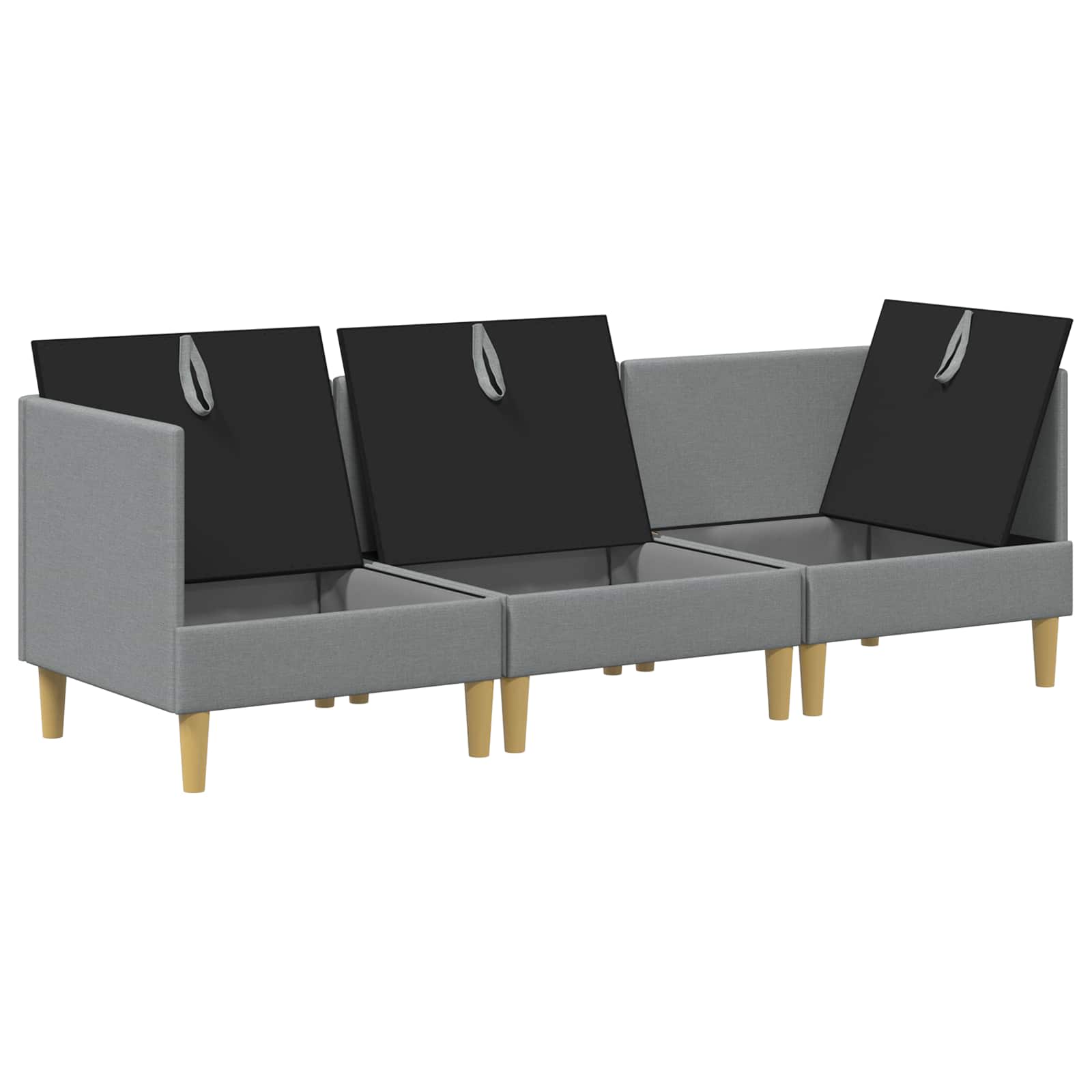 vidaXL Modularny Zestaw Sofy z Przechowalnią 3 pcs jasnoszary tkanina