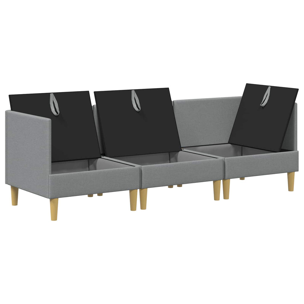 vidaXL Modularny Zestaw Sofy z Przechowalnią 3 pcs jasnoszary tkanina