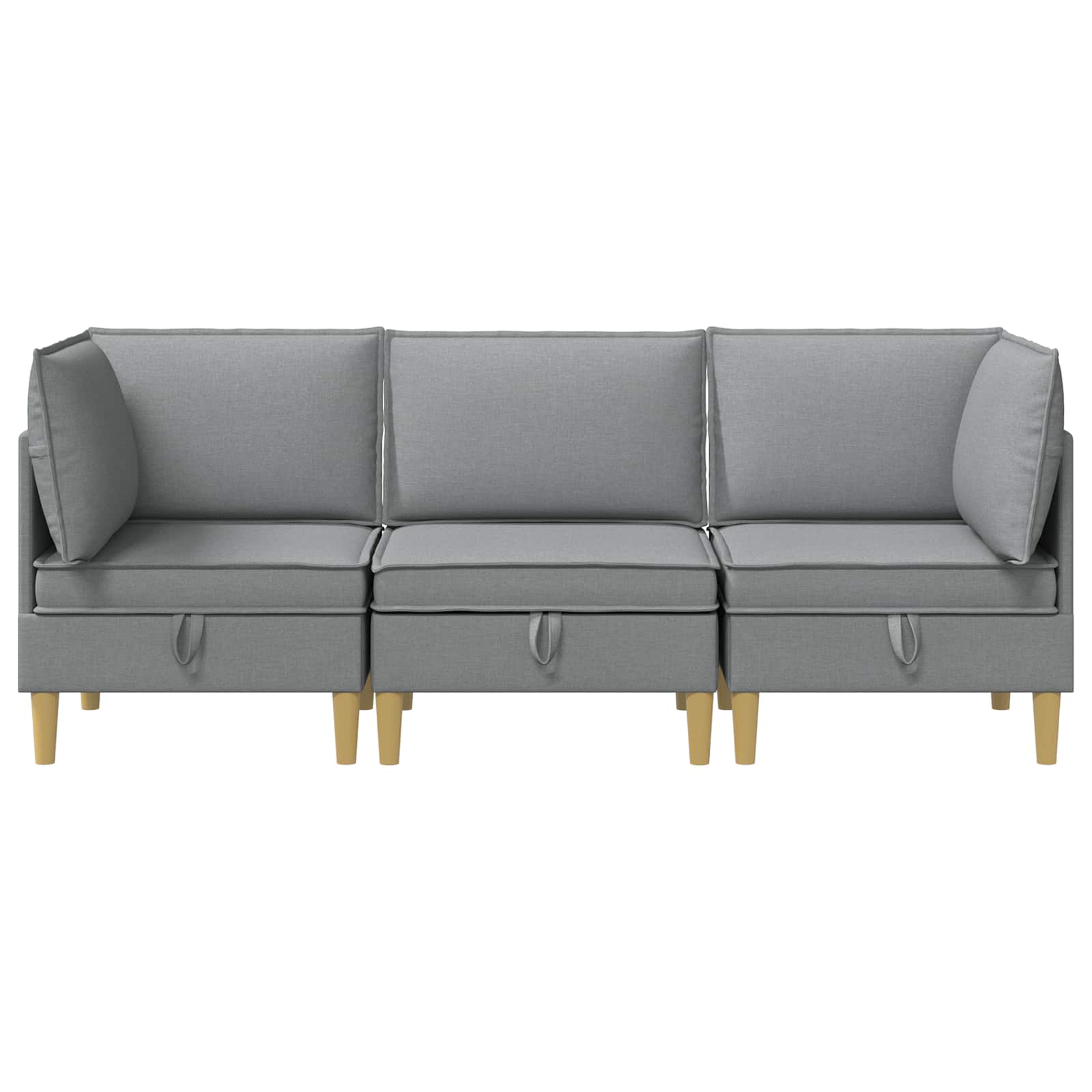 vidaXL Modularny Zestaw Sofy z Przechowalnią 3 pcs jasnoszary tkanina