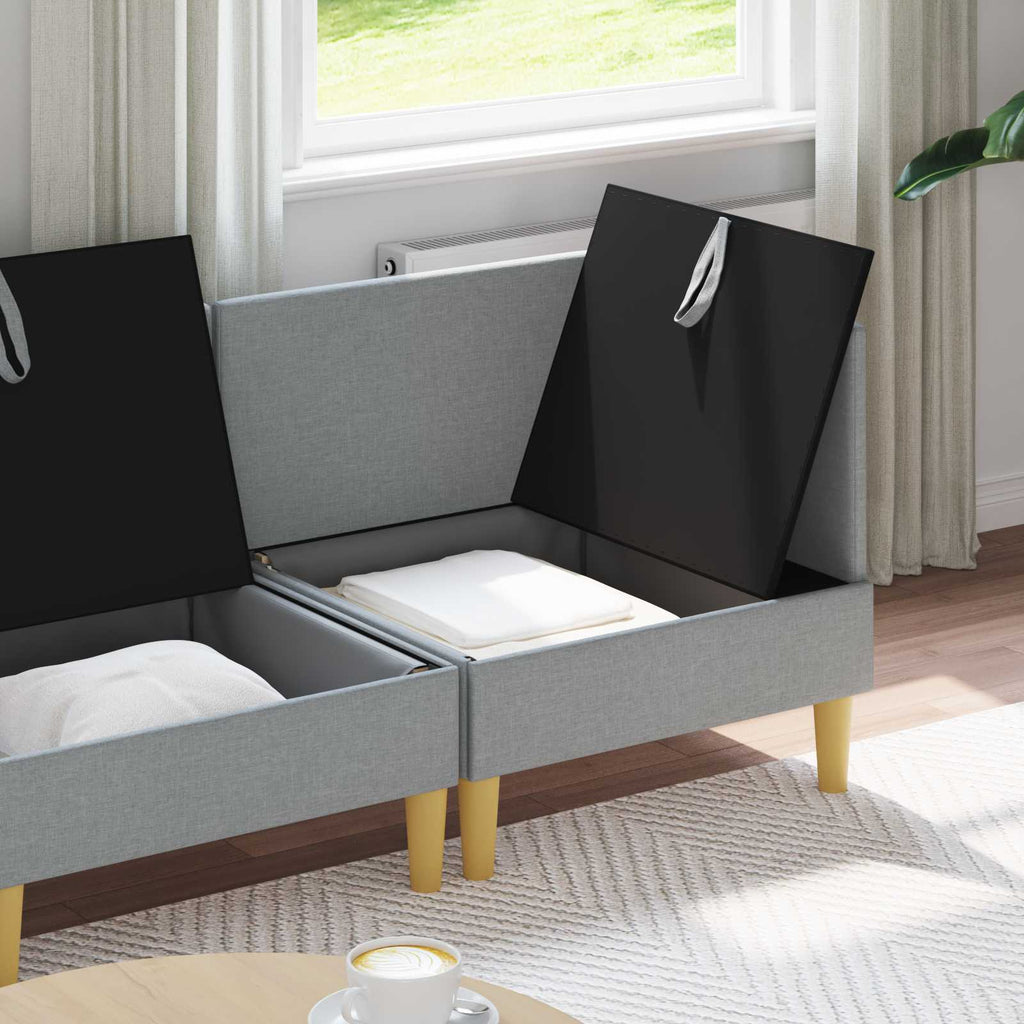 vidaXL Modularny Zestaw Sofy z Przechowalnią 4 pcs jasnoszary tkanina