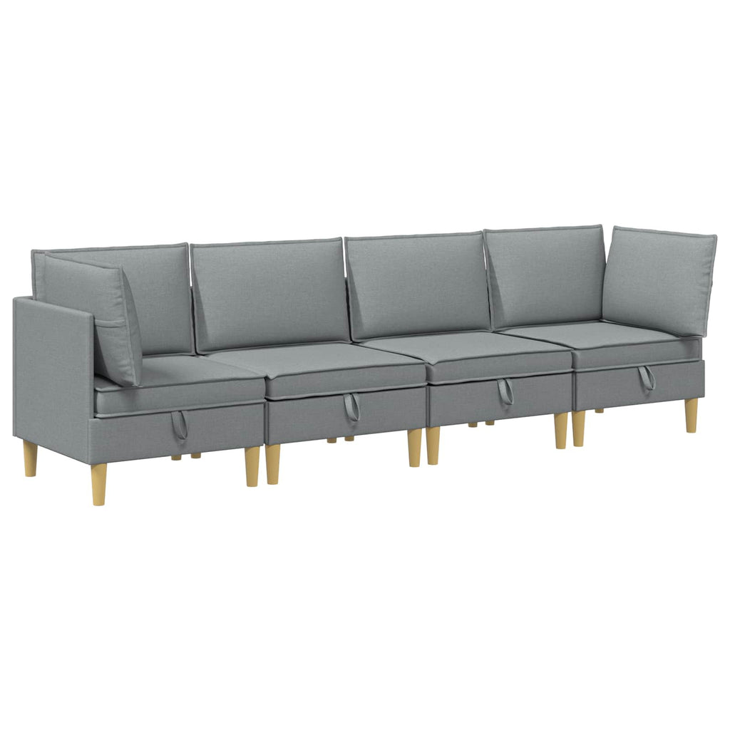 vidaXL Modularny Zestaw Sofy z Przechowalnią 4 pcs jasnoszary tkanina