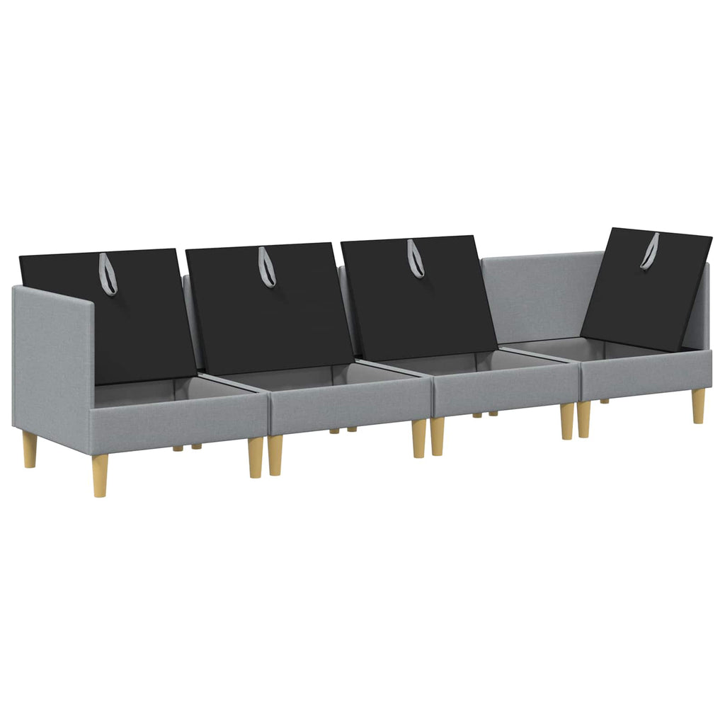 vidaXL Modularny Zestaw Sofy z Przechowalnią 4 pcs jasnoszary tkanina