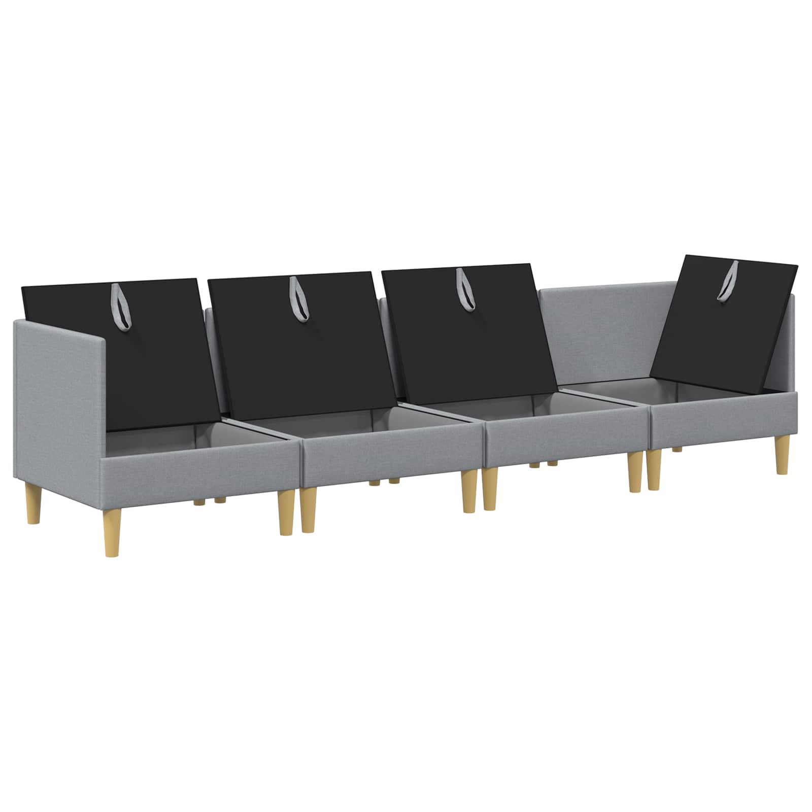 vidaXL Modularny Zestaw Sofy z Przechowalnią 4 pcs jasnoszary tkanina