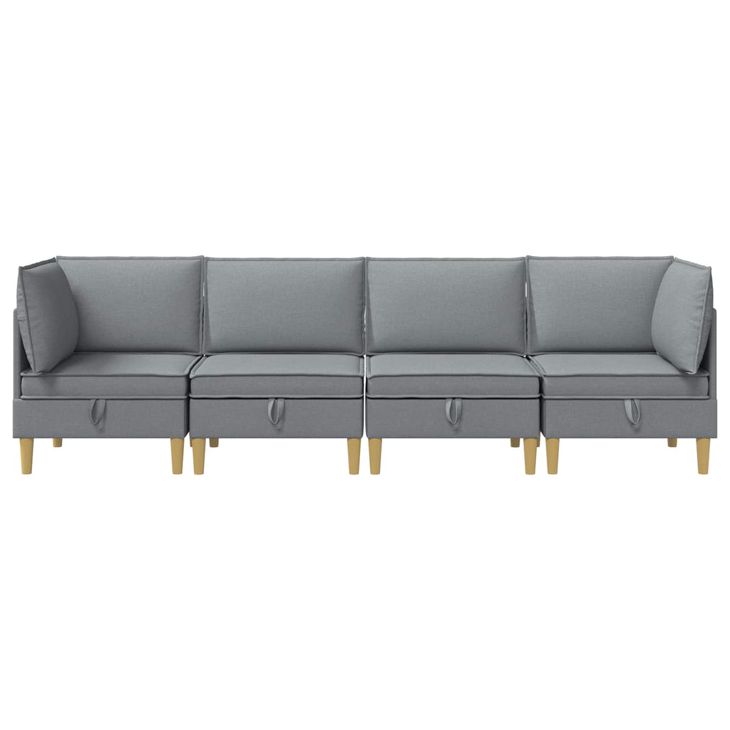 vidaXL Modularny Zestaw Sofy z Przechowalnią 4 pcs jasnoszary tkanina