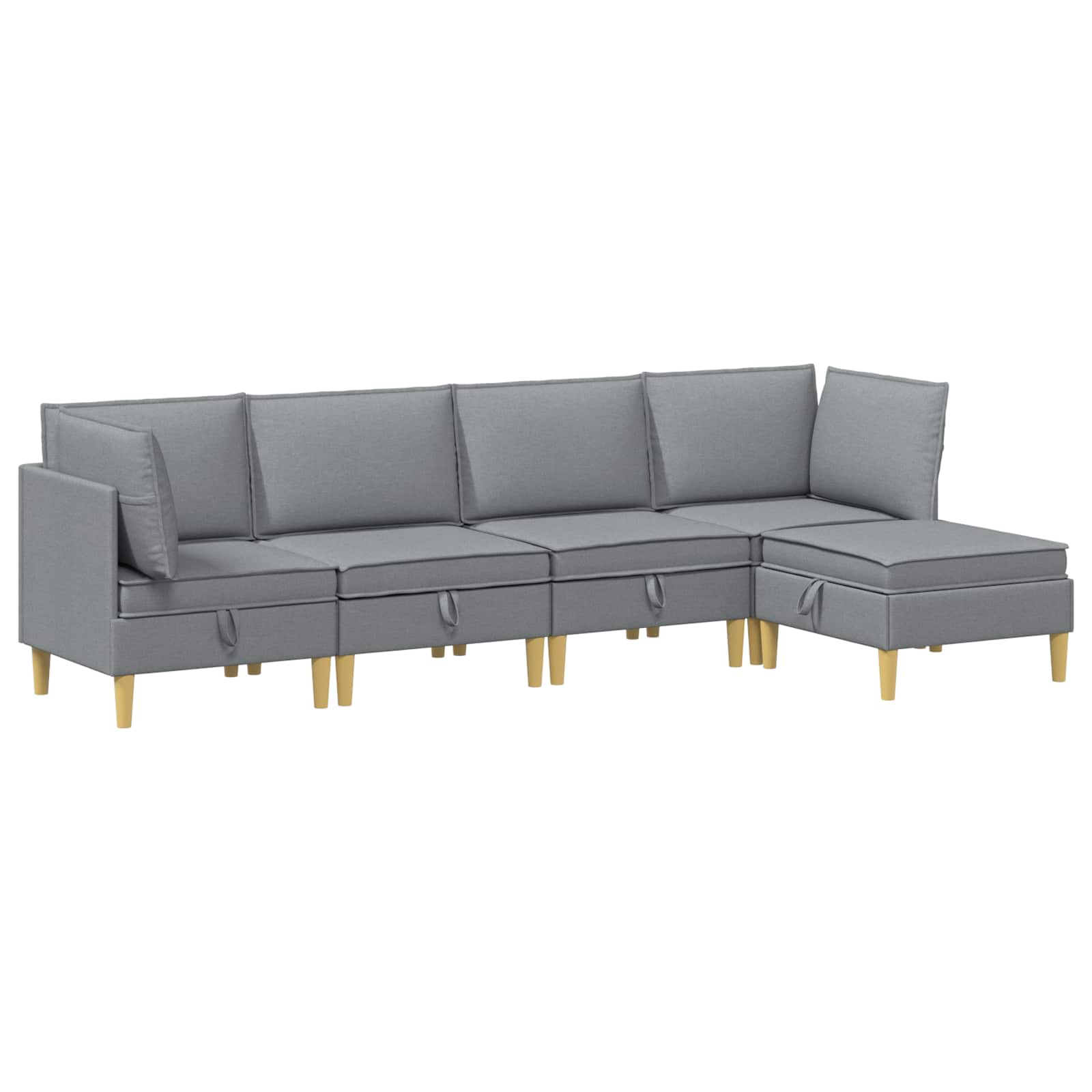 vidaXL Modularny Zestaw Sofy z Przechowalnią 5 pcs jasnoszary tkanina