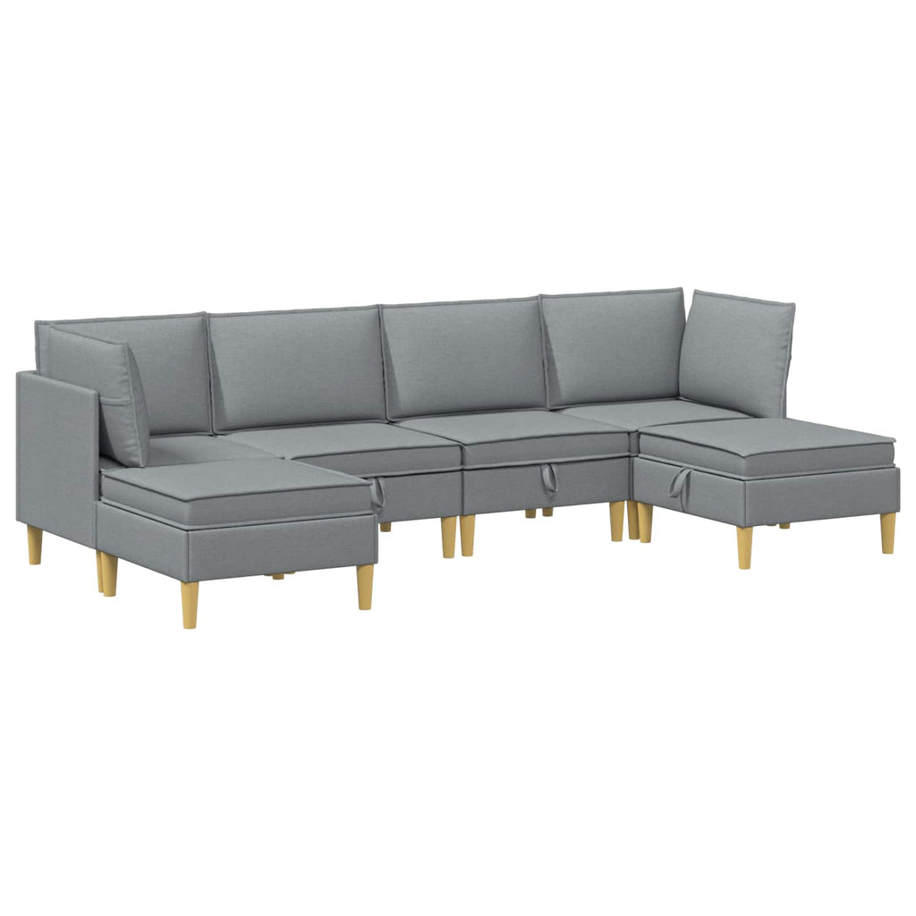vidaXL Modularny Zestaw Sofy z Przechowalnią 6 pcs jasnoszary tkanina