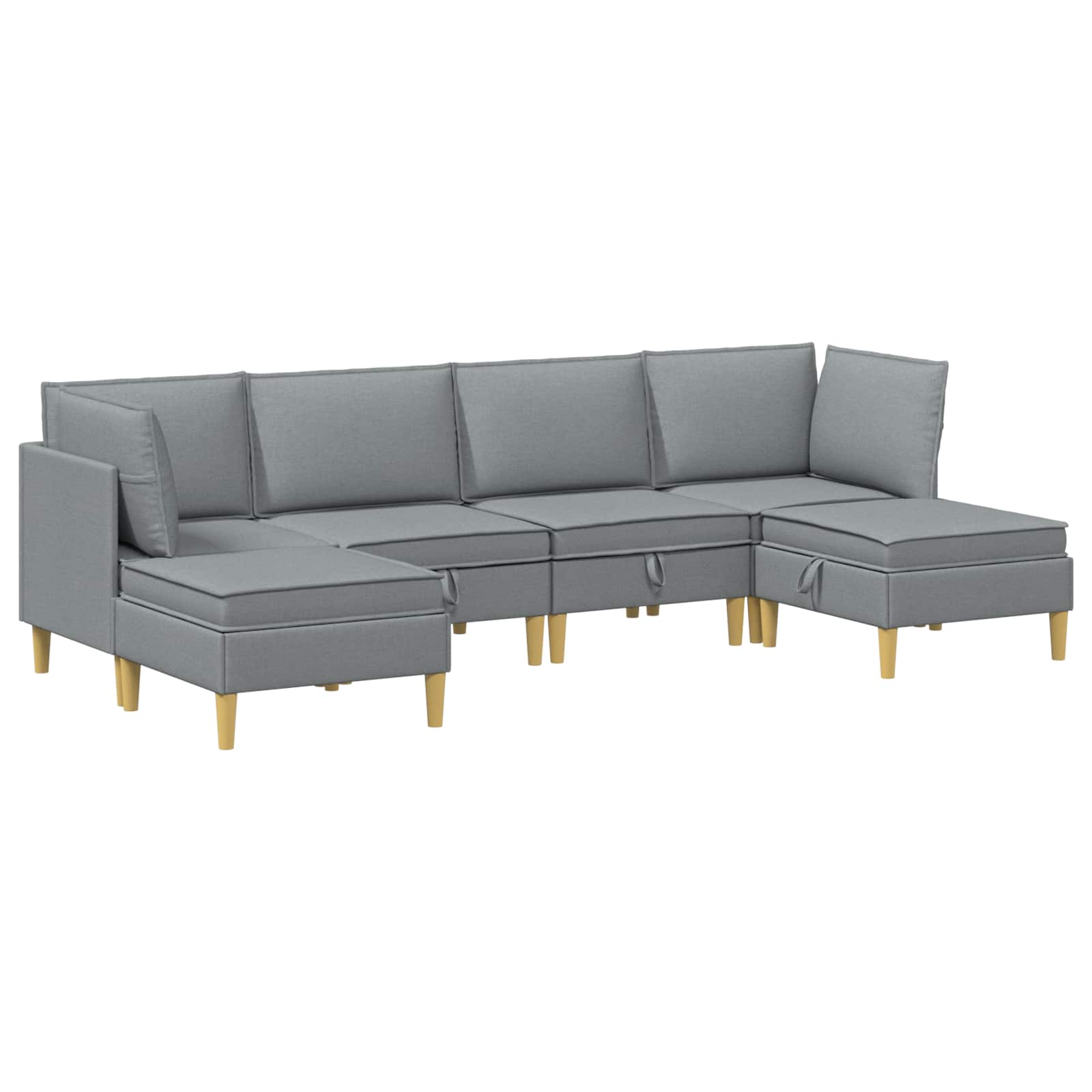 vidaXL Modularny Zestaw Sofy z Przechowalnią 6 pcs jasnoszary tkanina