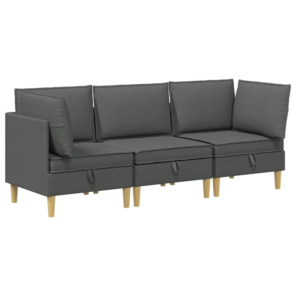 vidaXL Modularny Zestaw Sofy z Przechowalnią 3 pcs ciemnoszary tkanina