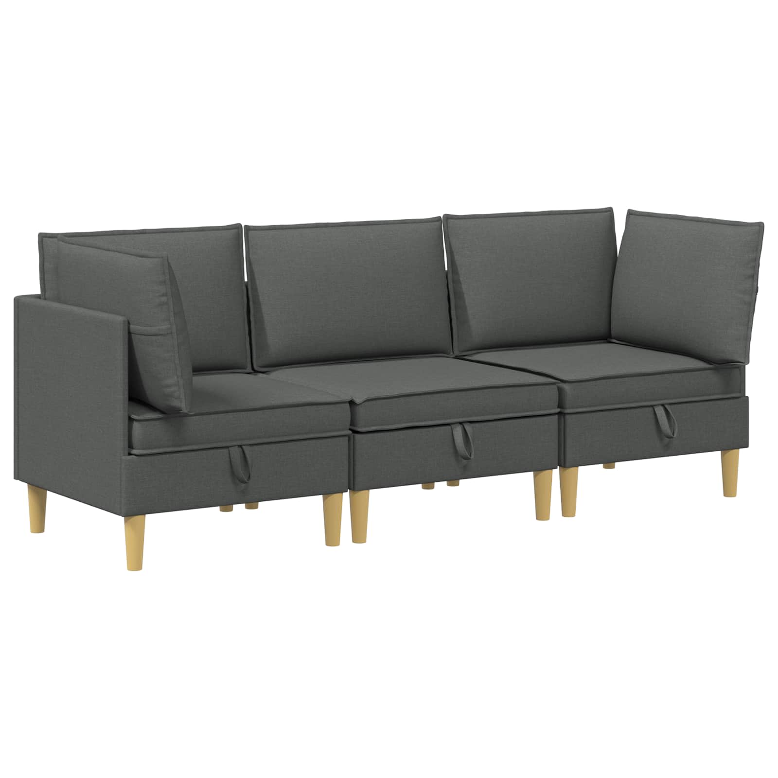 vidaXL Modularny Zestaw Sofy z Przechowalnią 3 pcs ciemnoszary tkanina