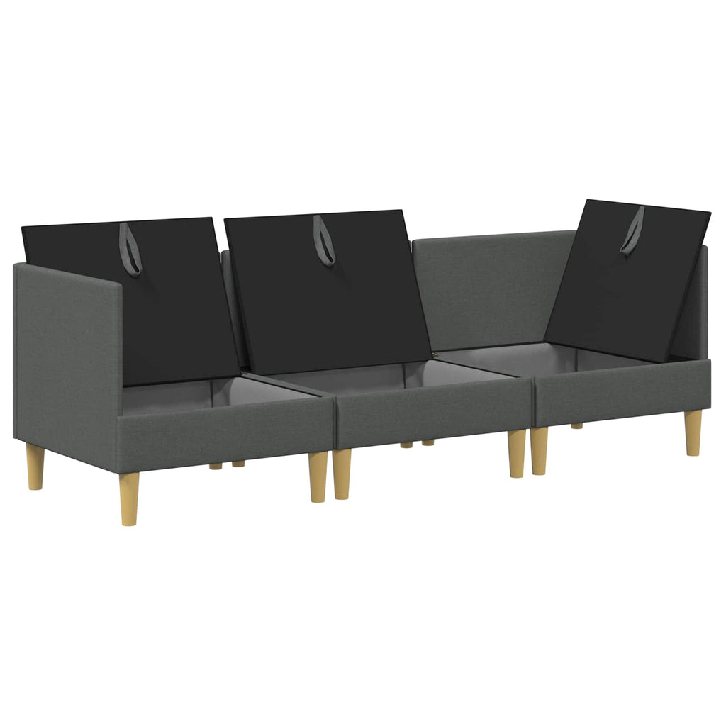vidaXL Modularny Zestaw Sofy z Przechowalnią 3 pcs ciemnoszary tkanina