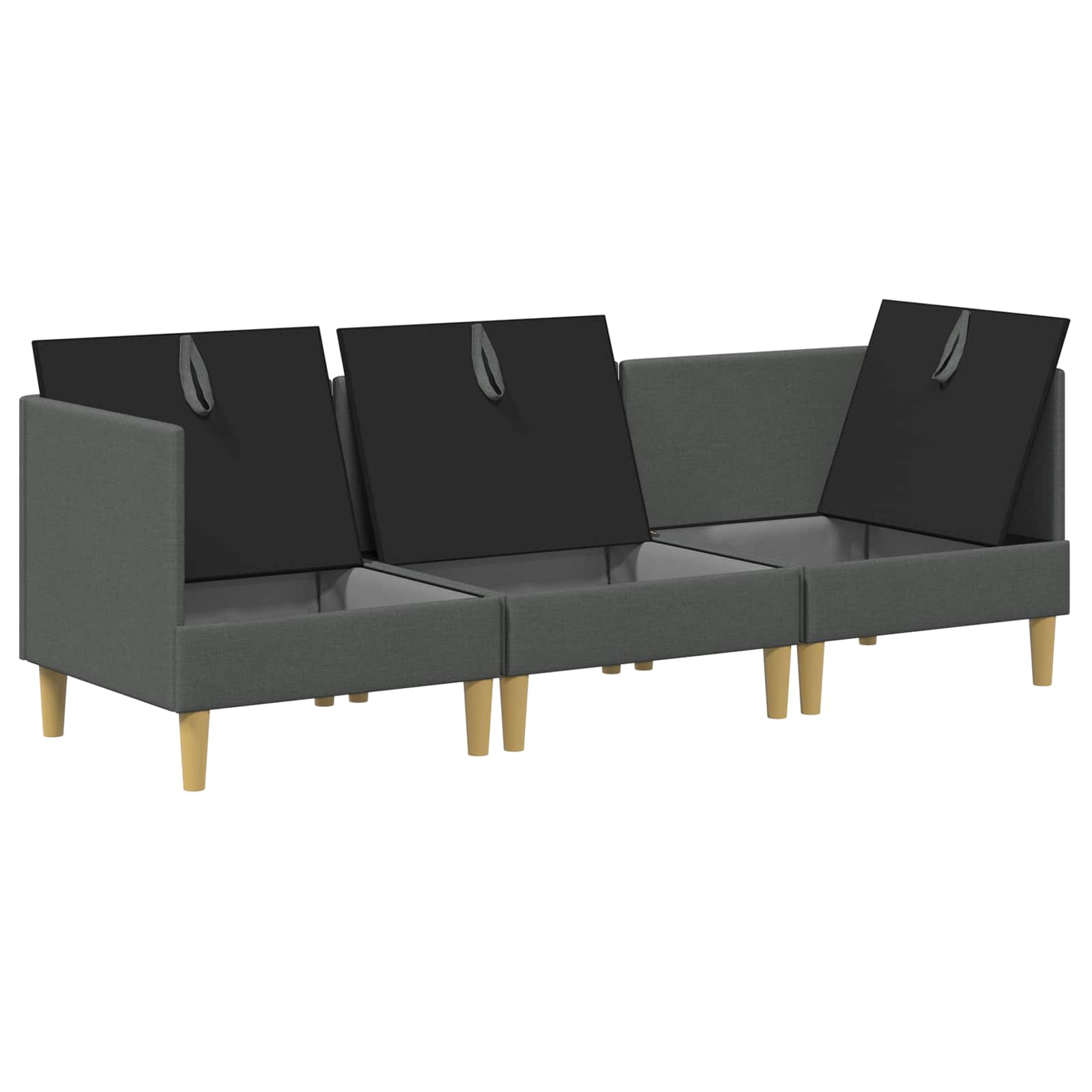 vidaXL Modularny Zestaw Sofy z Przechowalnią 3 pcs ciemnoszary tkanina
