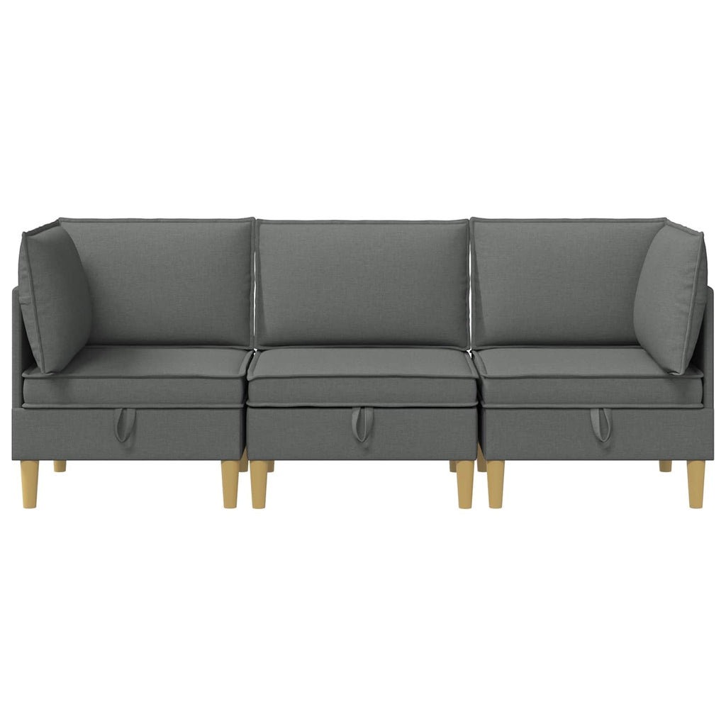 vidaXL Modularny Zestaw Sofy z Przechowalnią 3 pcs ciemnoszary tkanina