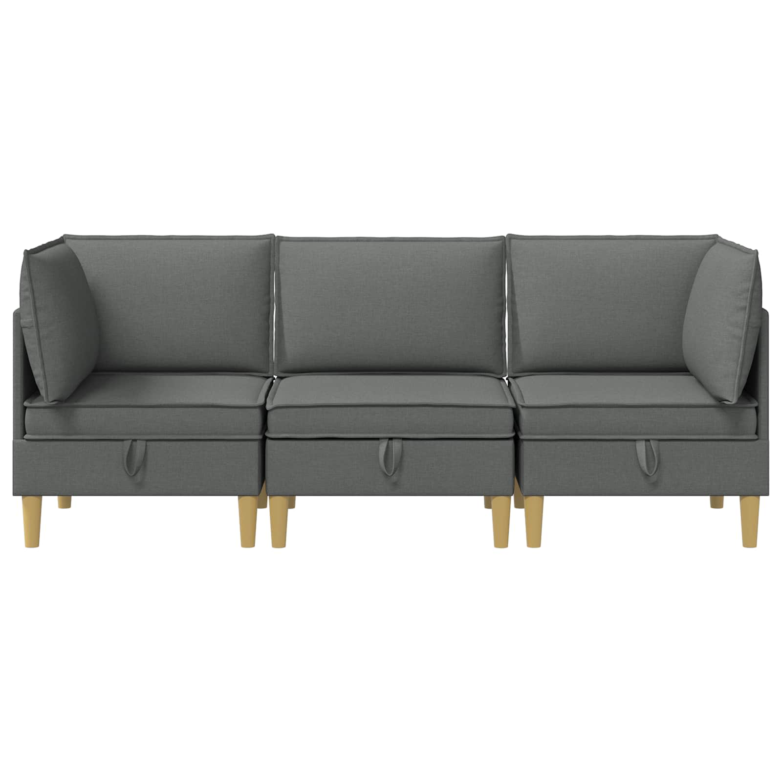 vidaXL Modularny Zestaw Sofy z Przechowalnią 3 pcs ciemnoszary tkanina