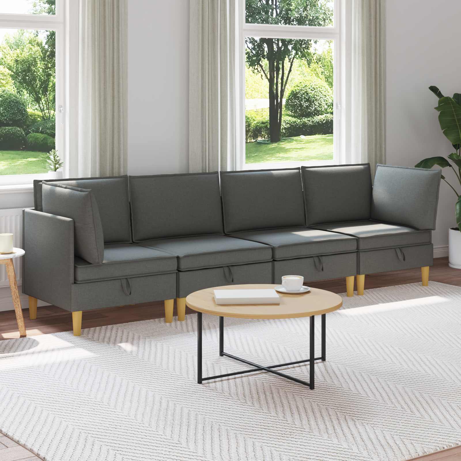 vidaXL Modularny Zestaw Sofy z Przechowalnią 4 pcs ciemnoszary tkanina