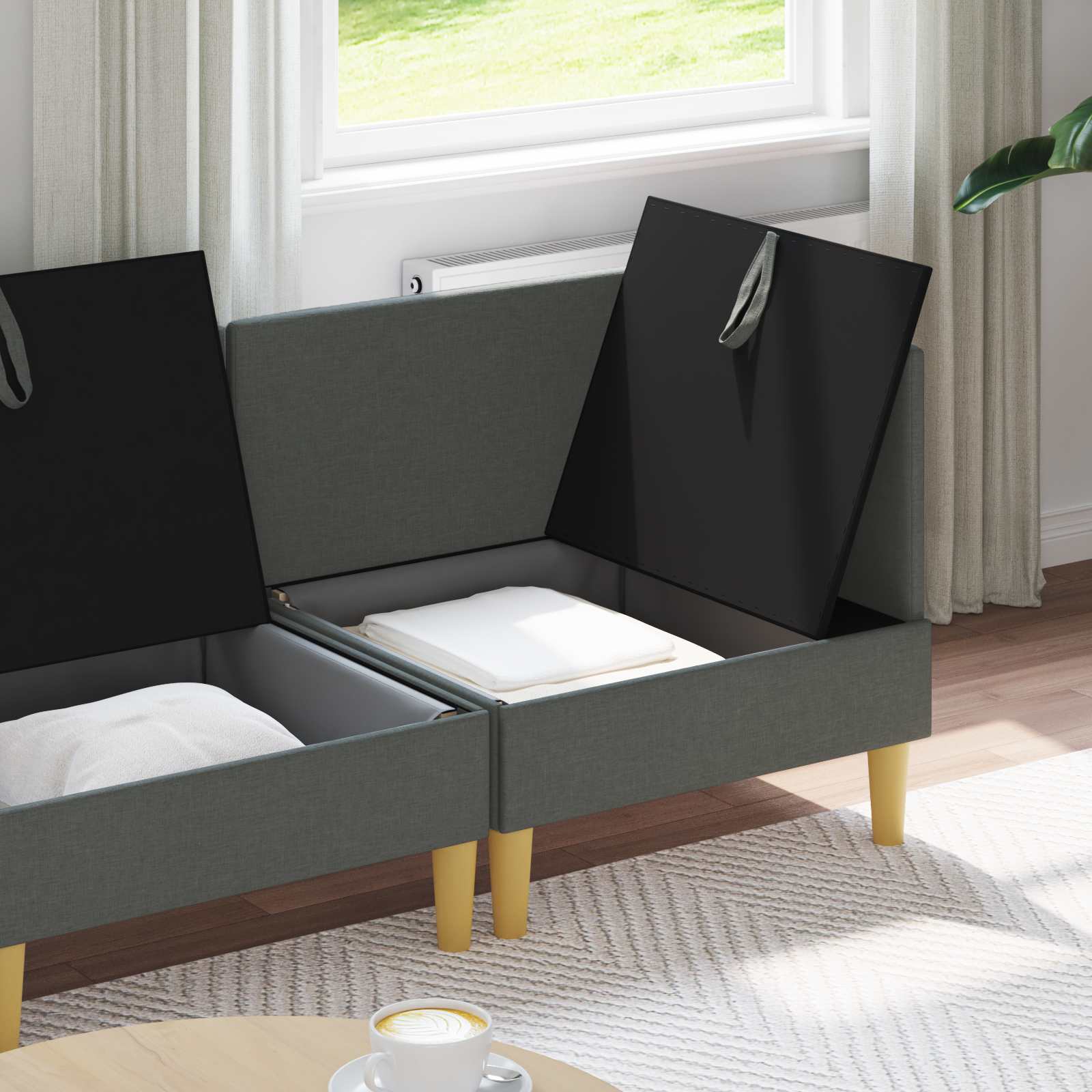 vidaXL Modularny Zestaw Sofy z Przechowalnią 4 pcs ciemnoszary tkanina