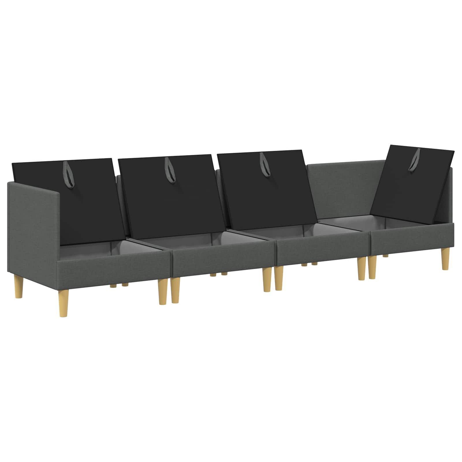 vidaXL Modularny Zestaw Sofy z Przechowalnią 4 pcs ciemnoszary tkanina