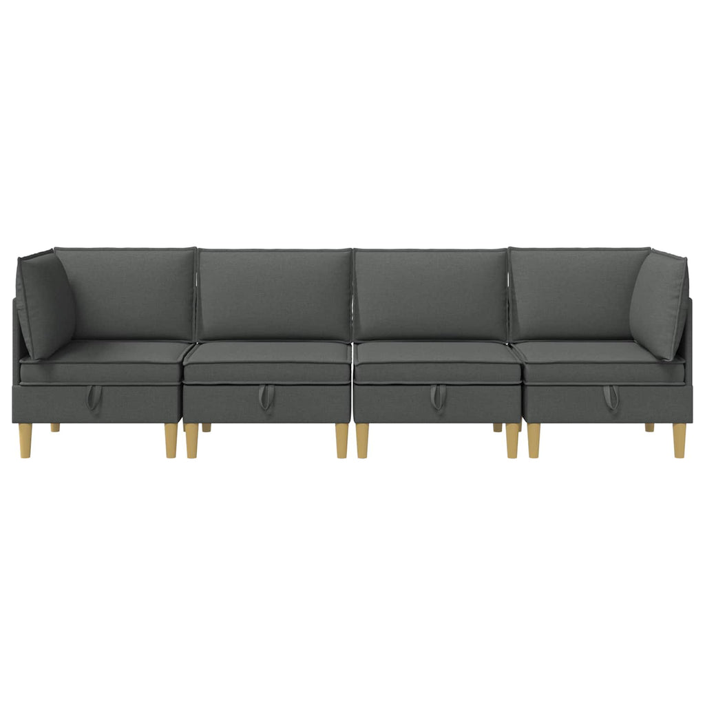 vidaXL Modularny Zestaw Sofy z Przechowalnią 4 pcs ciemnoszary tkanina