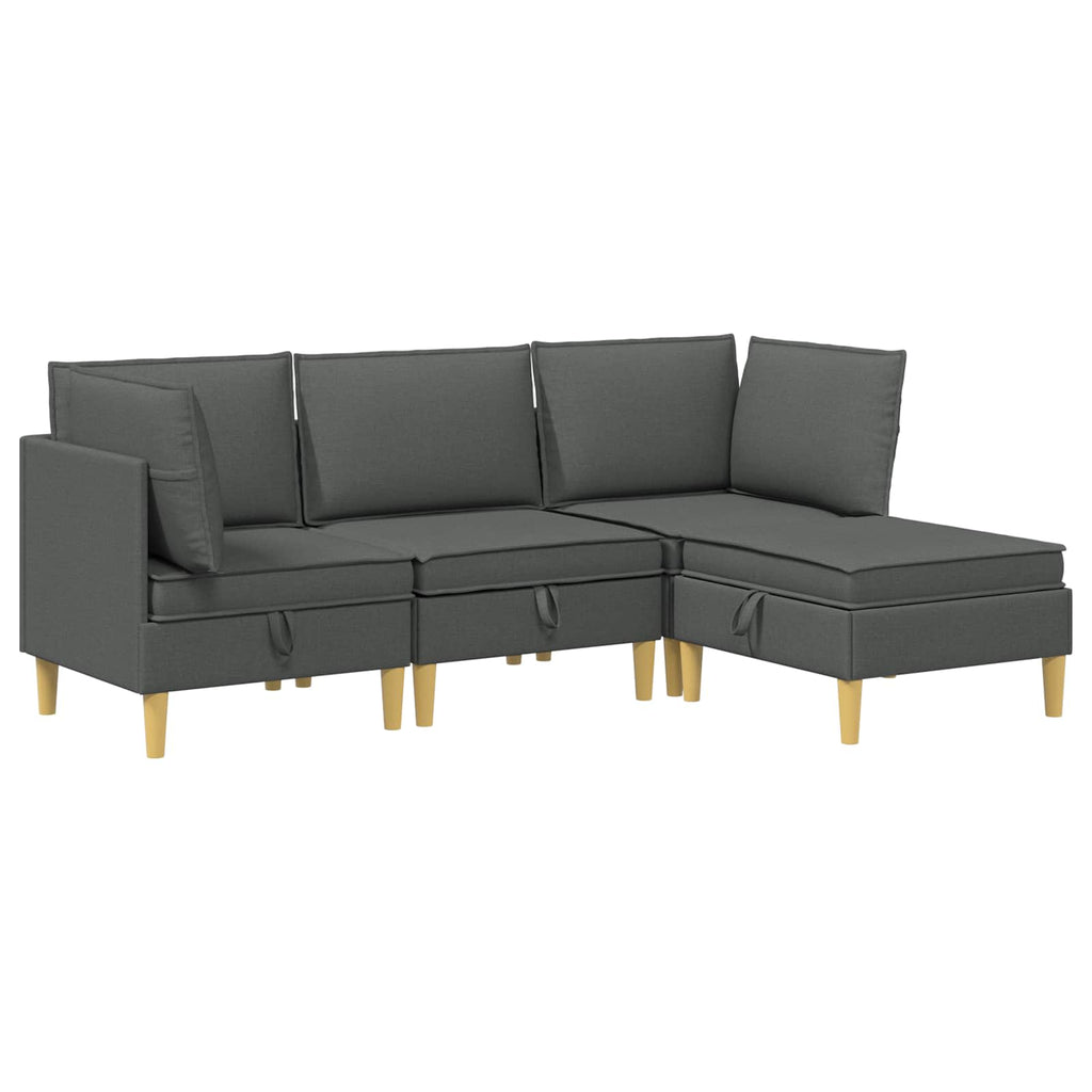 vidaXL Modularny Zestaw Sofy z Przechowalnią 4 pcs ciemnoszary tkanina