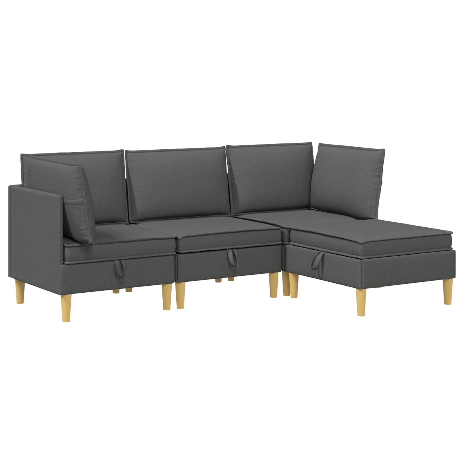 vidaXL Modularny Zestaw Sofy z Przechowalnią 4 pcs ciemnoszary tkanina