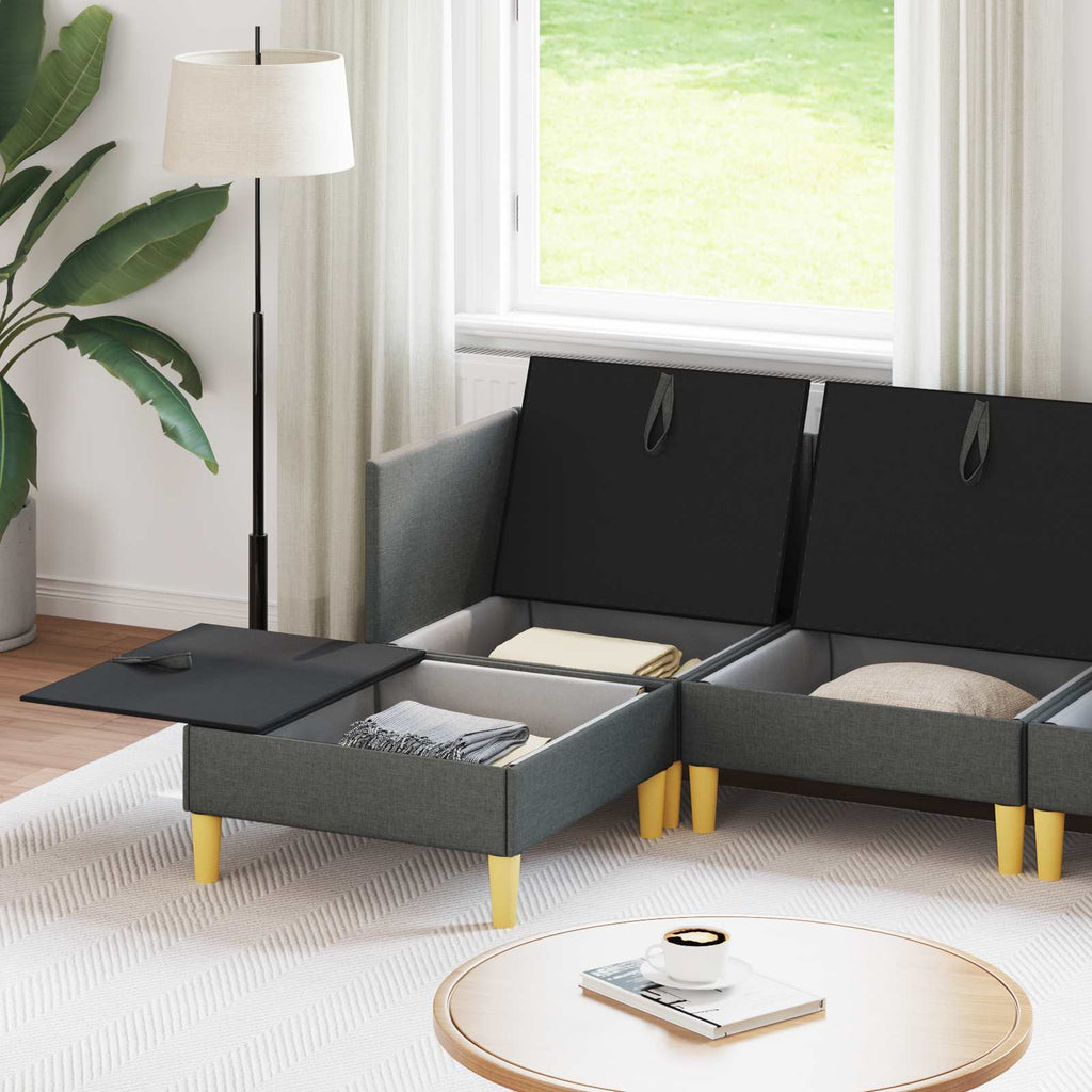 vidaXL Modularny Zestaw Sofy z Przechowalnią 5 pcs ciemnoszary tkanina